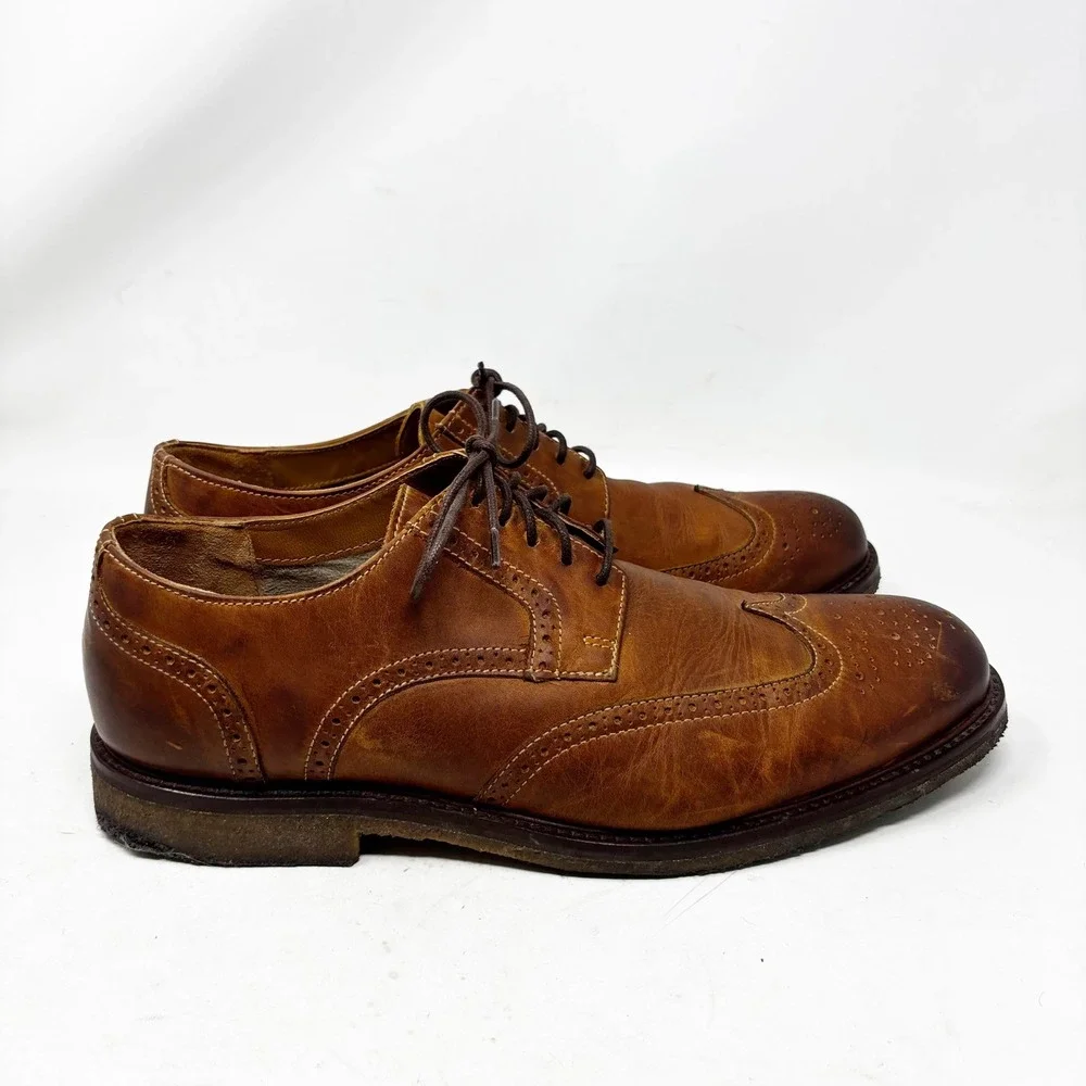 Johnston & Murphy Mens Brown‎ Leather Wingtip Oxford Dress Shoes Size 12M